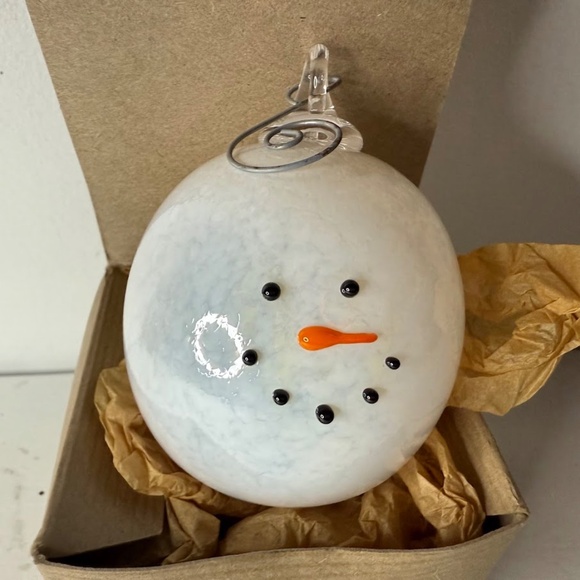 Avalon Glass Works Blown Glass Snowman Head Ornament Christmas Decor - Picture 2 of 6